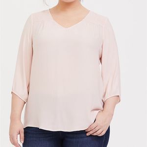 Torrid Crepe Smocked Blouse in Pale Blush Size 2X
